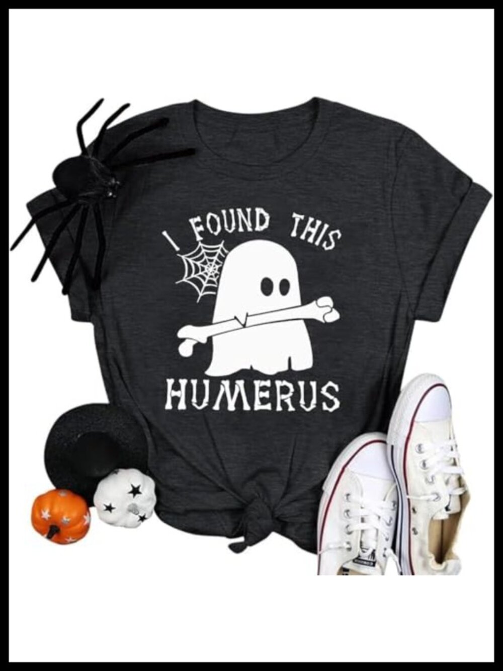 Womens Halloween Ghost Graphic T-Shirt Crew Neck Short Sleeve Fall Tee